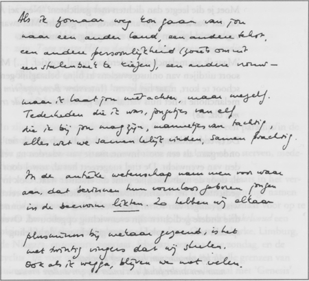 Handschrift van een eerdere versie van Als ik zomaar weg kon gaan van jou
